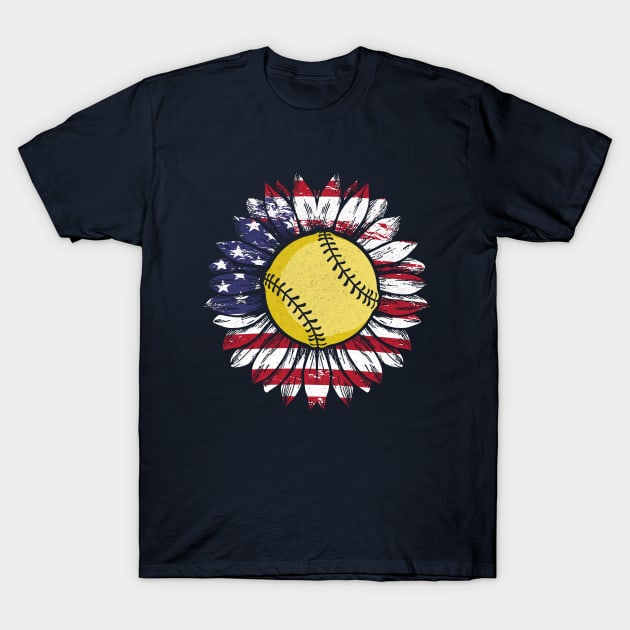 Softball Sunflower T-Shirt by Jamrock Designs